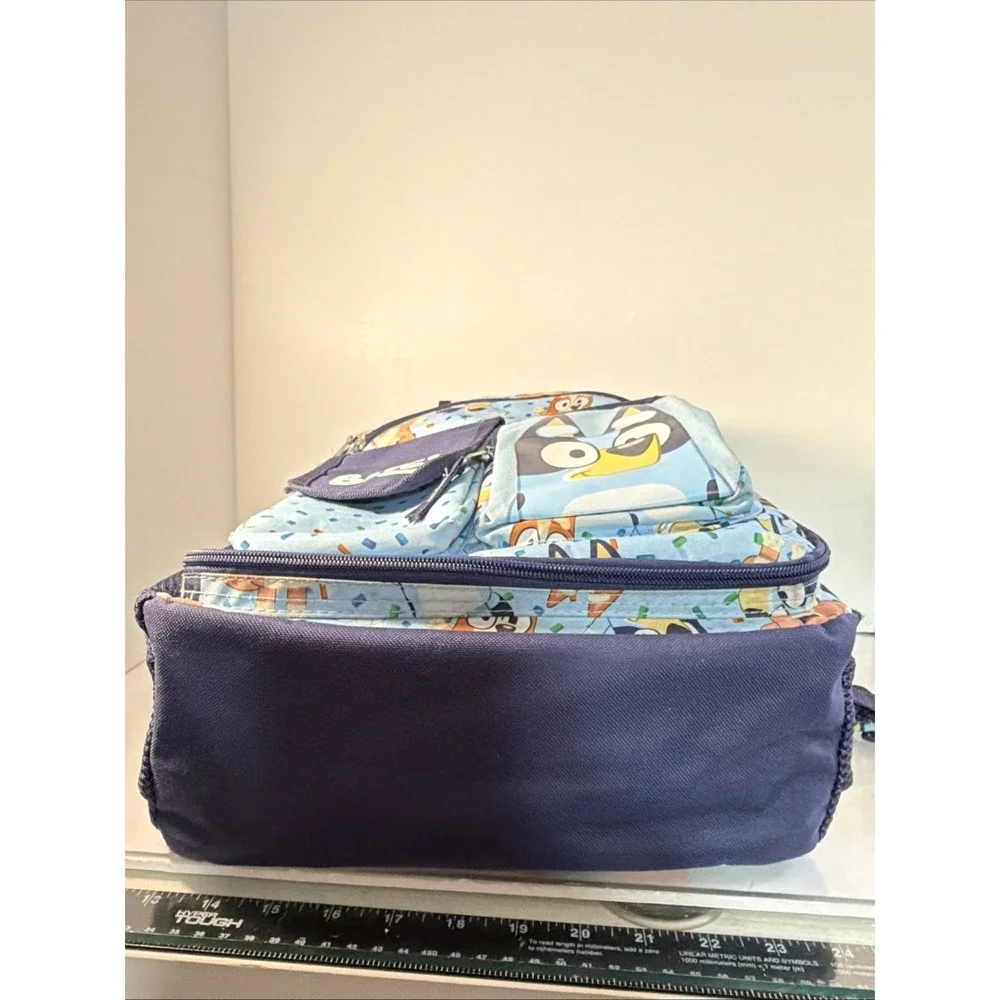 & Bingo Backpack for Girls & Boys, Multi Pocket Bookbag with Adjustable Bluey
